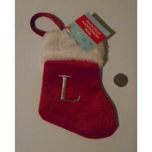 Upper Case L Monogram on red MINI Christmas Stocking 8"X6" by Rite Aid